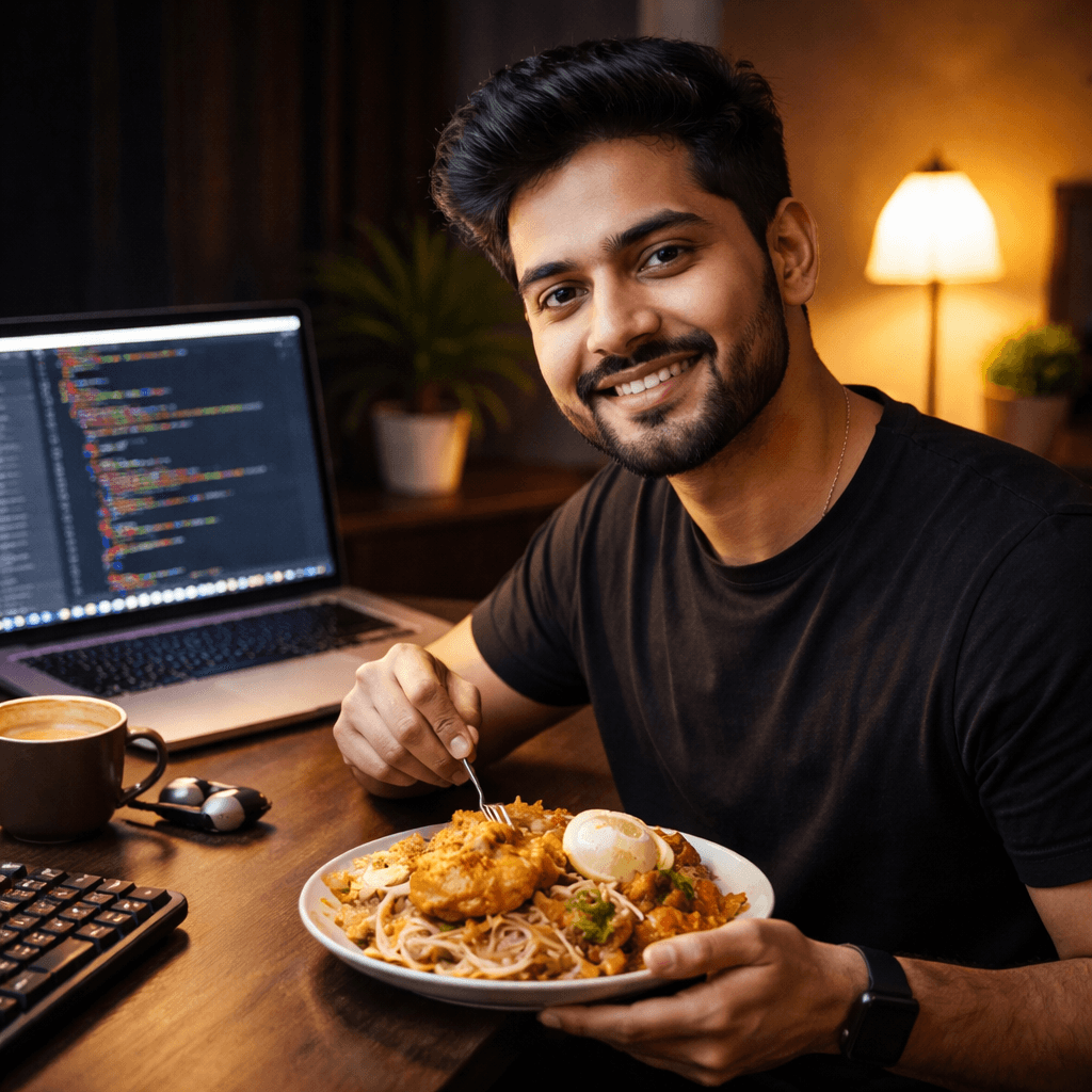 Code and Bites — developer lifestyle with food at the desk